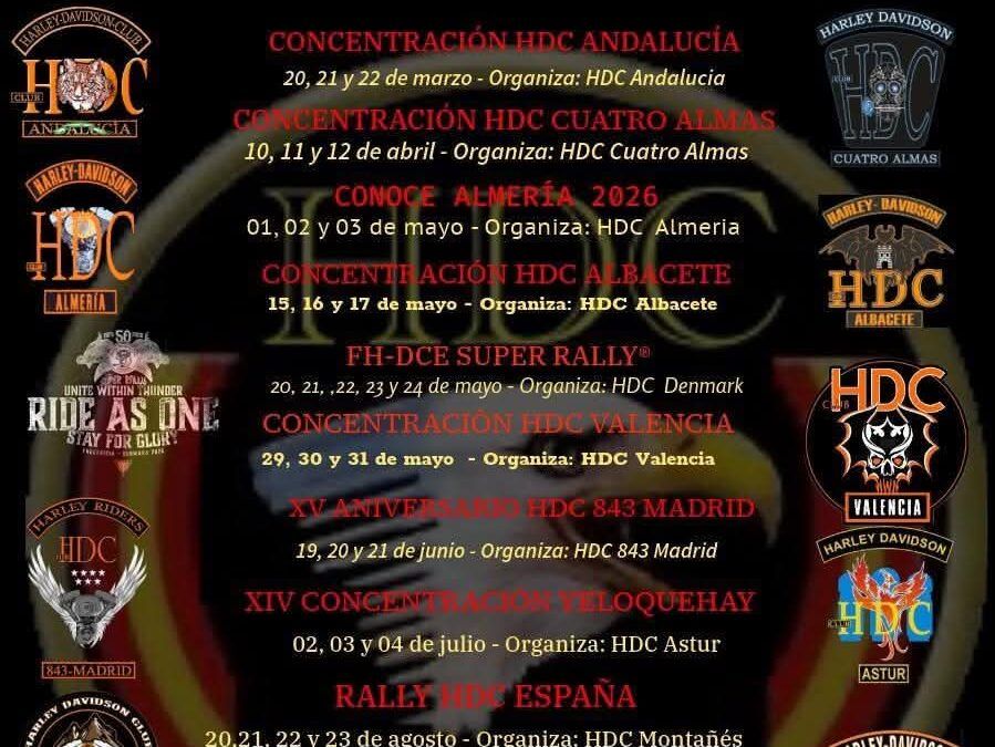 Calendrier 2026 des H-DC Espagne